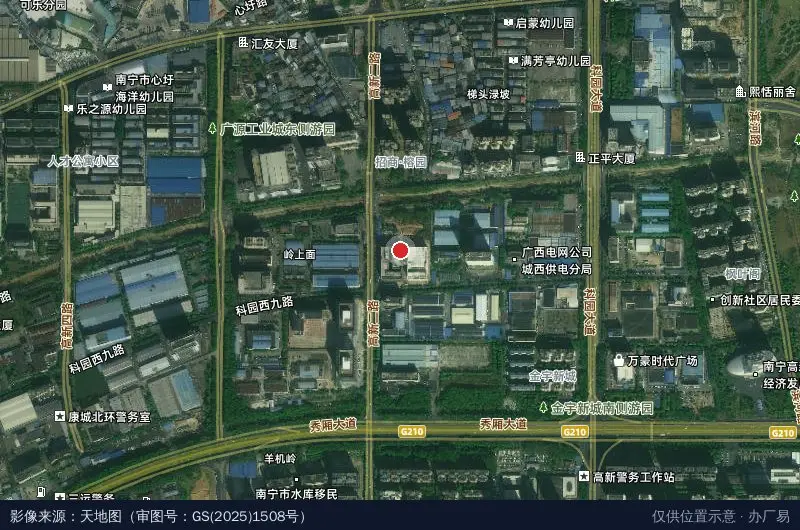 灵辉科技·南宁运营中心卫星位置示意图