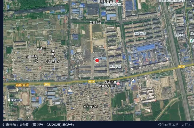 邹城市交运物流园区卫星位置示意图