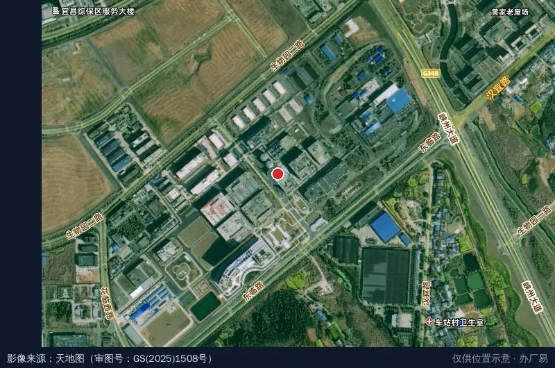宜昌人福药业全球总部基地(建设中)卫星位置示意图