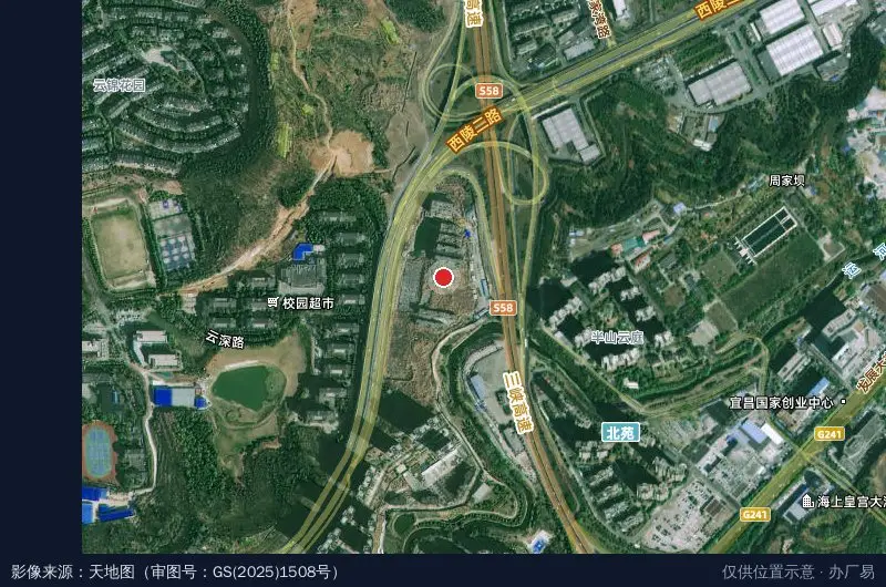 三峡大学科技文化产业园卫星位置示意图