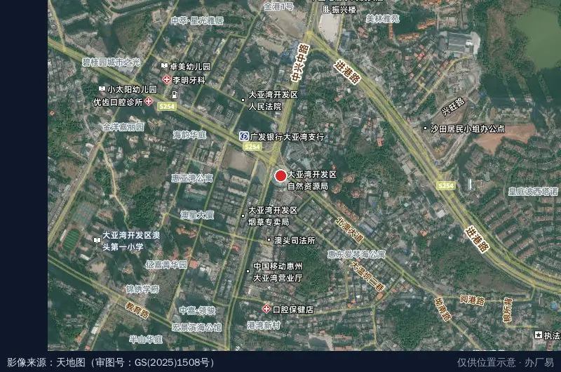 惠州大亚湾经济技术开发区自然资源综合事务中心卫星位置示意图
