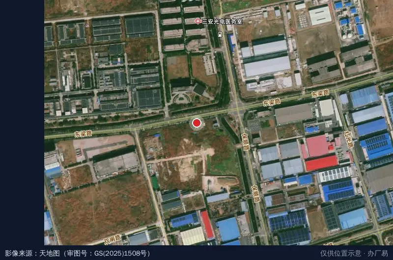 东梁工业园卫星位置示意图