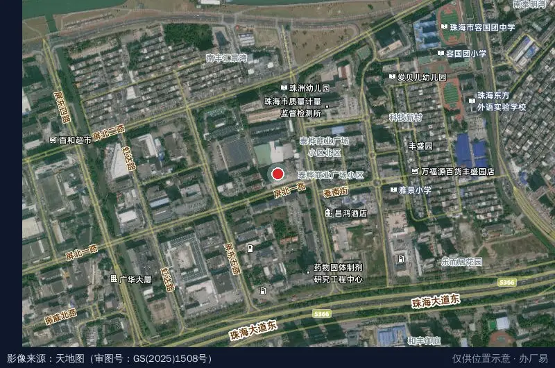 珠海市星中工业园卫星位置示意图