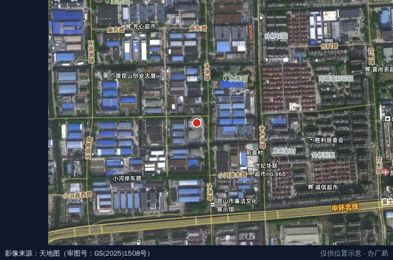 昆山市高科技工业园区卫星位置示意图
