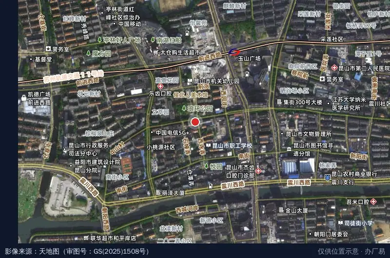 昆山高新区文学艺术界联合会卫星位置示意图