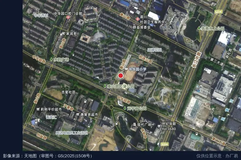 昆山经济技术开发区职工活动中心卫星位置示意图
