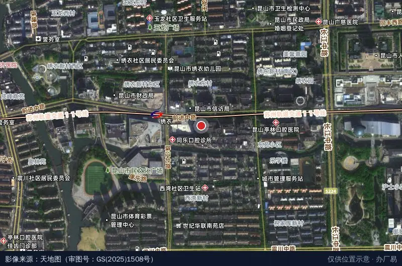 昆山柏悦商务大厦卫星位置示意图