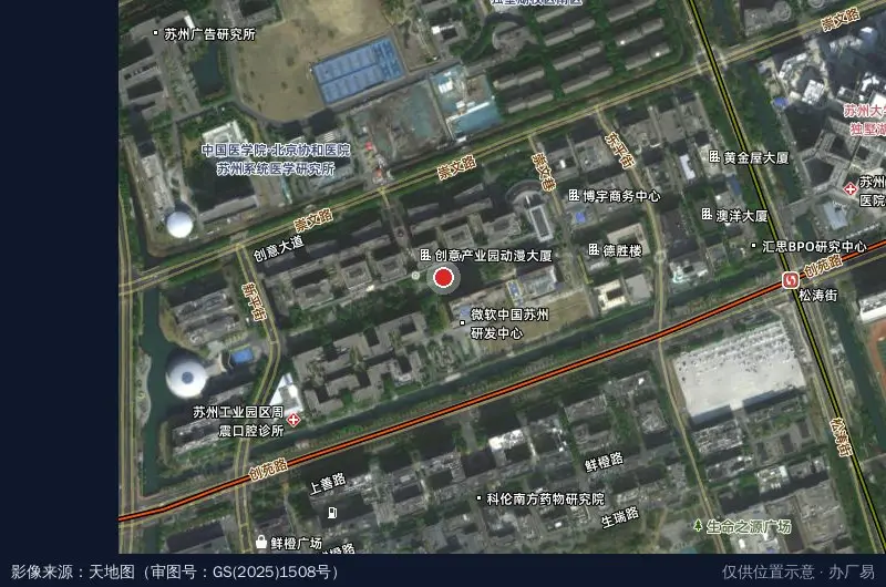 苏州创意产业园卫星位置示意图