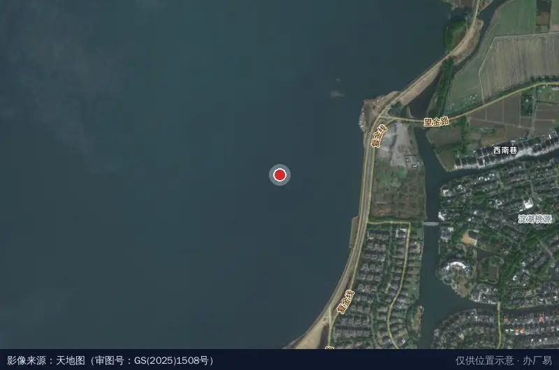 苏州昆山淀山湖露营地卫星位置示意图