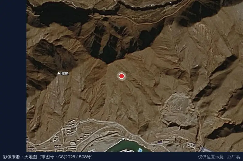 昌都经开区B-C坝区连接桥项目部卫星位置示意图