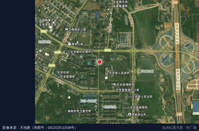 海南省(塔岭)农产品加工产业园卫星位置示意图