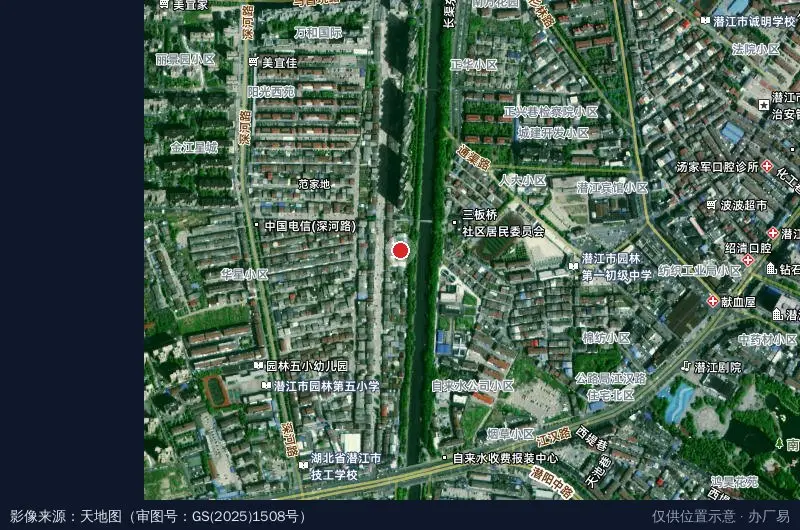 潜江市园林科技工业园卫星位置示意图