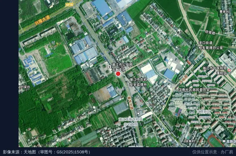 潜江高新区(泽口王场园区)邻里中心卫星位置示意图