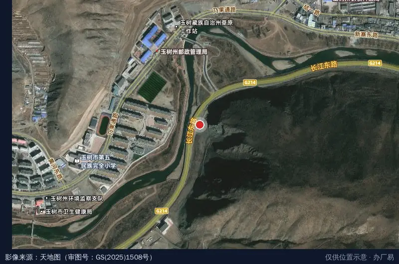 玉树市(省级)扶贫产业园卫星位置示意图