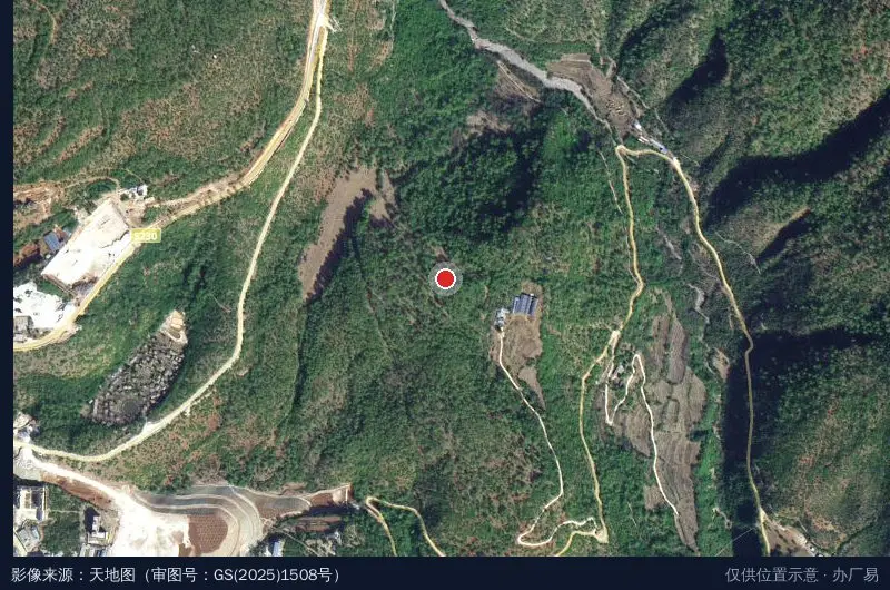 三坝乡食用菌扶贫产业园卫星位置示意图