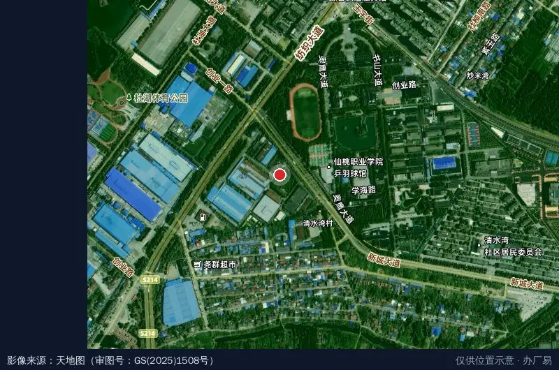 仙桃工业园铁匠湾还建房-西北门卫星位置示意图