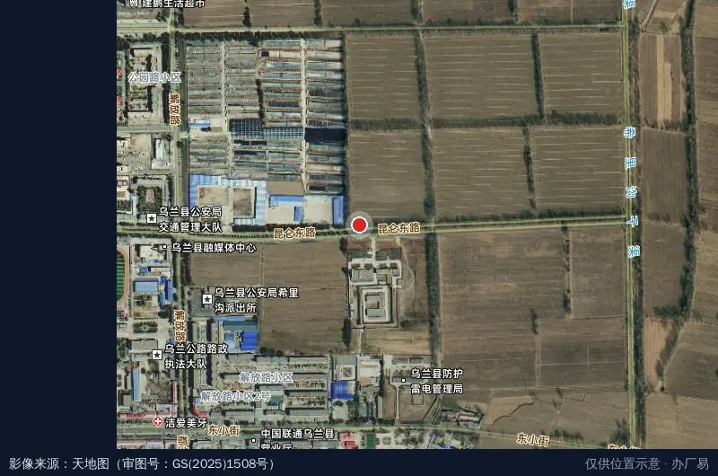 乌兰工业园管理中心卫星位置示意图