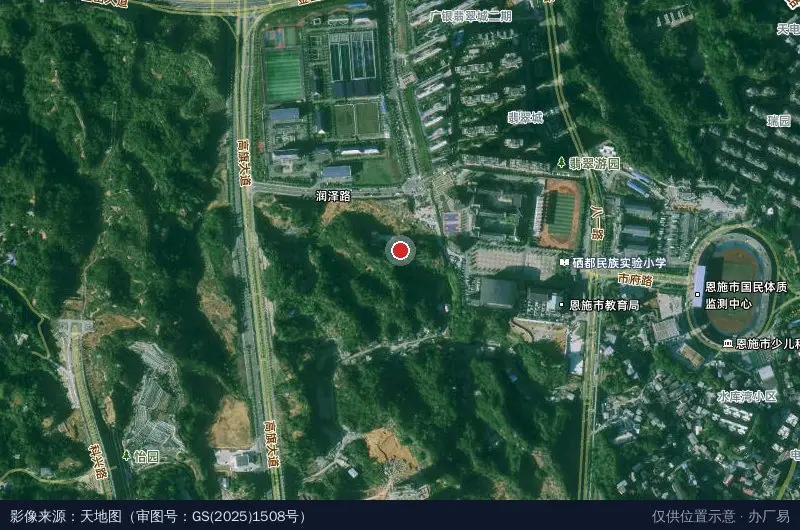 中国建筑第七工程局恩施高新区EPC项目部卫星位置示意图