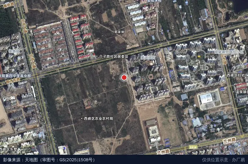 西峰区创业孵化基地卫星位置示意图