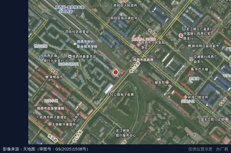 鸡西市数字经济产业园-西北门卫星位置示意图