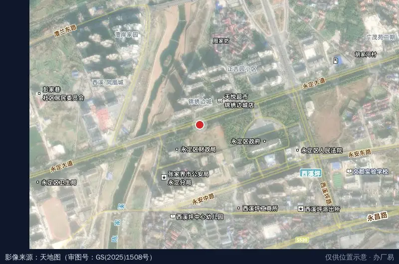 张家界粮食产业园卫星位置示意图