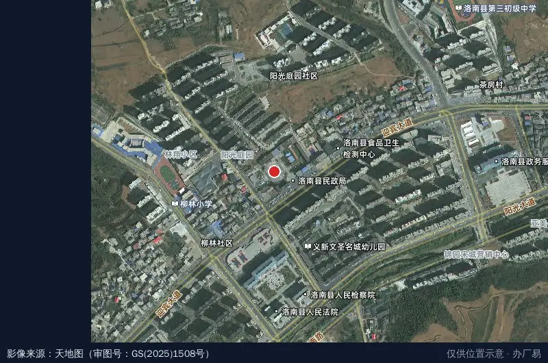 洛南县创业中心卫星位置示意图