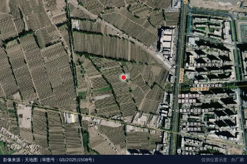 吐鲁番新城卫星位置示意图