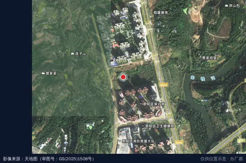 恩阳工业园-西南门卫星位置示意图