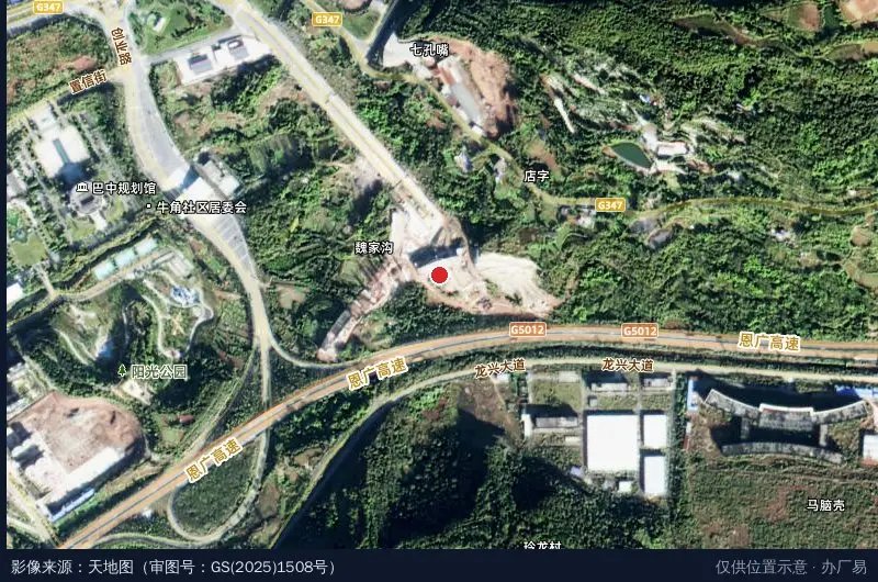 巴中置信新型产业园-东北门卫星位置示意图
