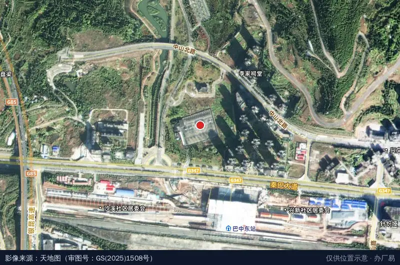 河南省新乡市长风机械厂(驻巴中办事处)卫星位置示意图
