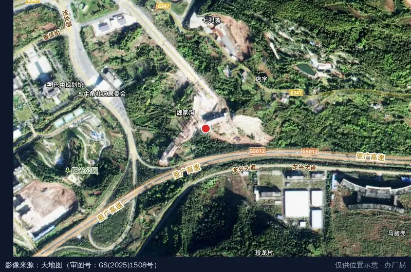 巴中市青年创业孵化园卫星位置示意图
