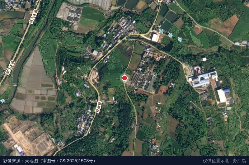 中交第二航务工程局有限公司双江县林产业园区基础设施建设总承包项目经理部卫星位置示意图