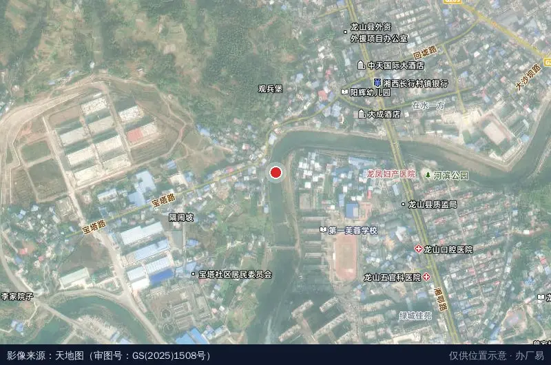 湖南省龙山县宝塔工业园宏图制衣有限公司卫星位置示意图