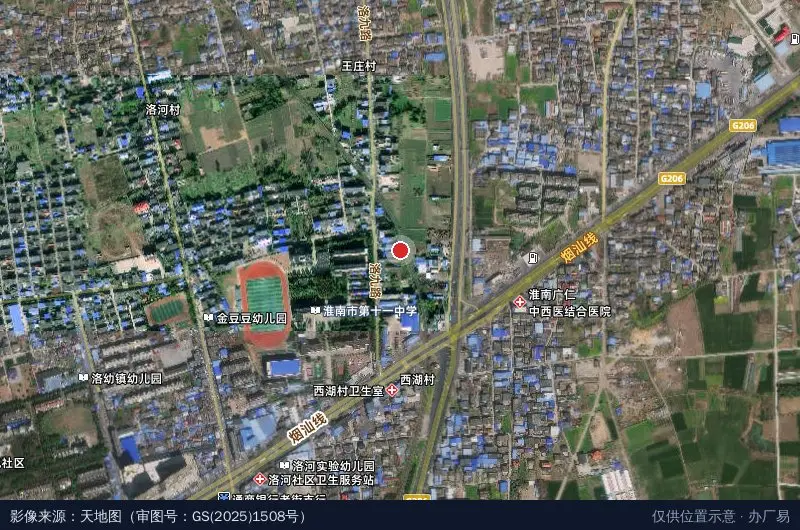 淮南市洛河经济开发区建筑安装公司卫星位置示意图