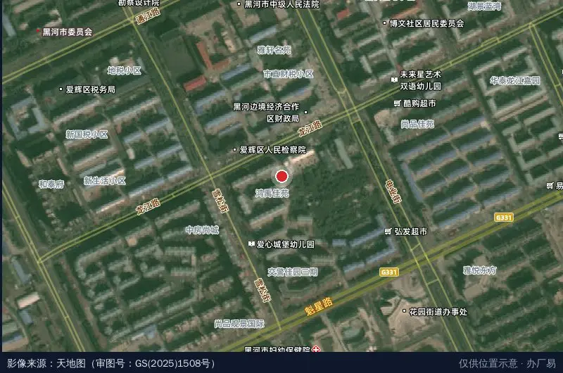 瑷珲互联网+产业园区卫星位置示意图