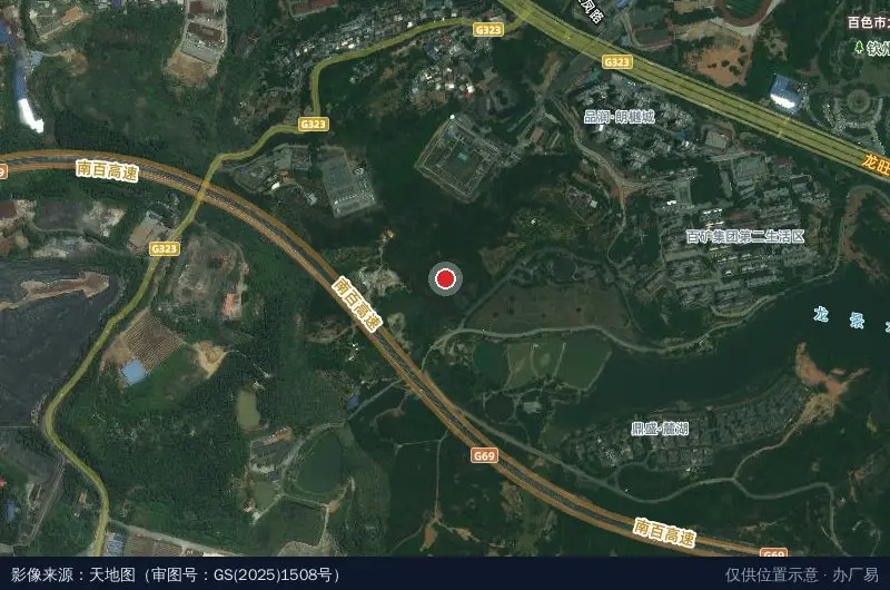百色市禄源工业区卫星位置示意图