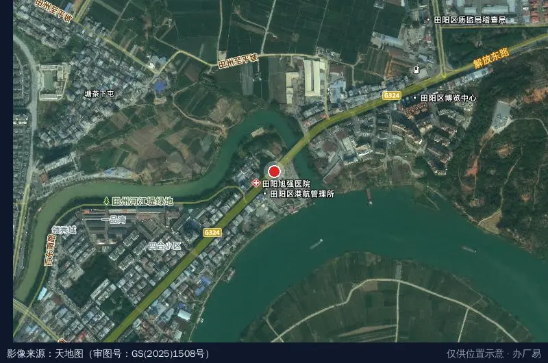 百色市田阳区工业区管理中心卫星位置示意图