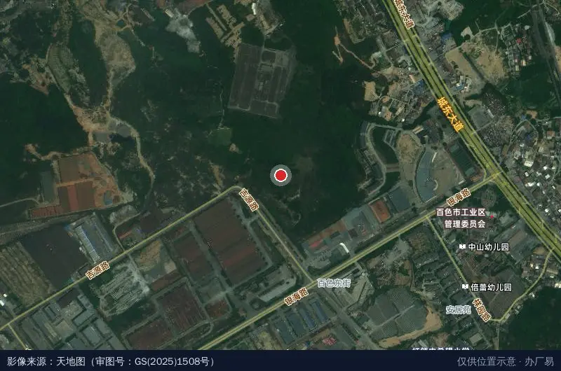 广西百色高新区科技企业孵化基地-西南1门卫星位置示意图