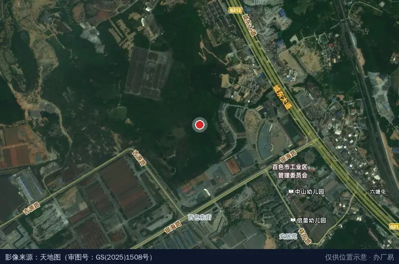 百色学院粉体研究所卫星位置示意图
