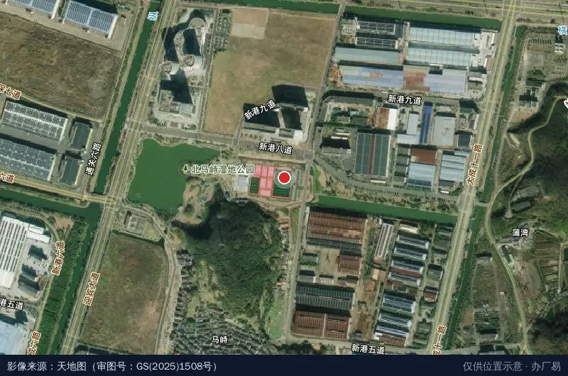 新港工业园区卫星位置示意图