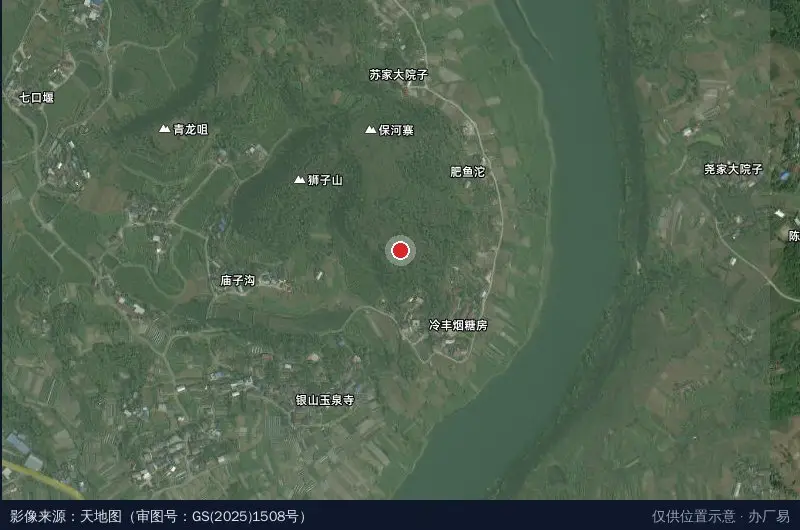 中交三公局资中县产业园区东部三桥项目部卫星位置示意图