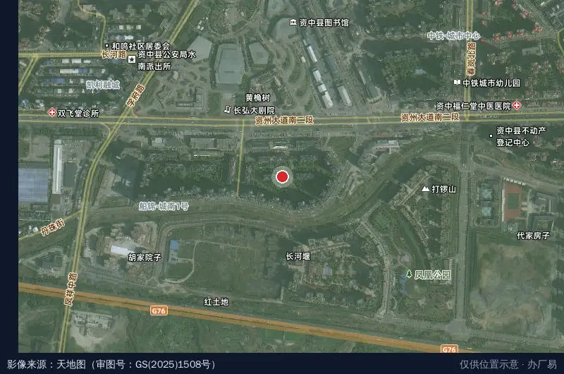 四川内江国家农业科技园区总部基地卫星位置示意图