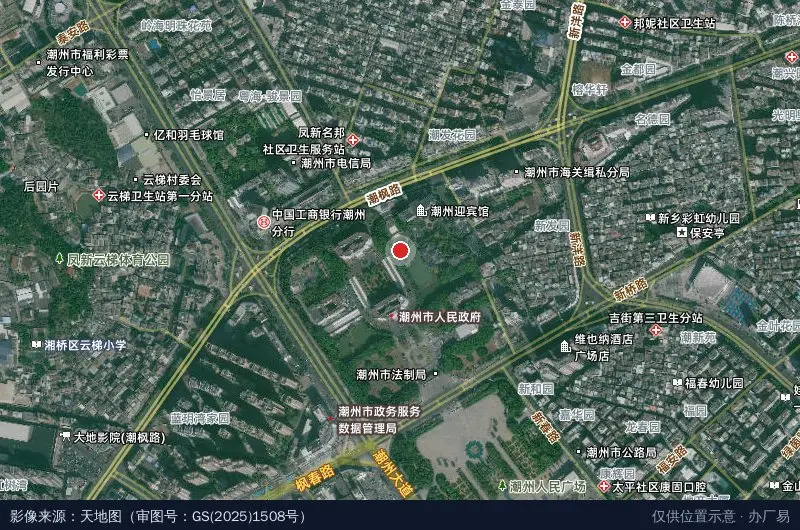 潮州市创业孵化基地卫星位置示意图
