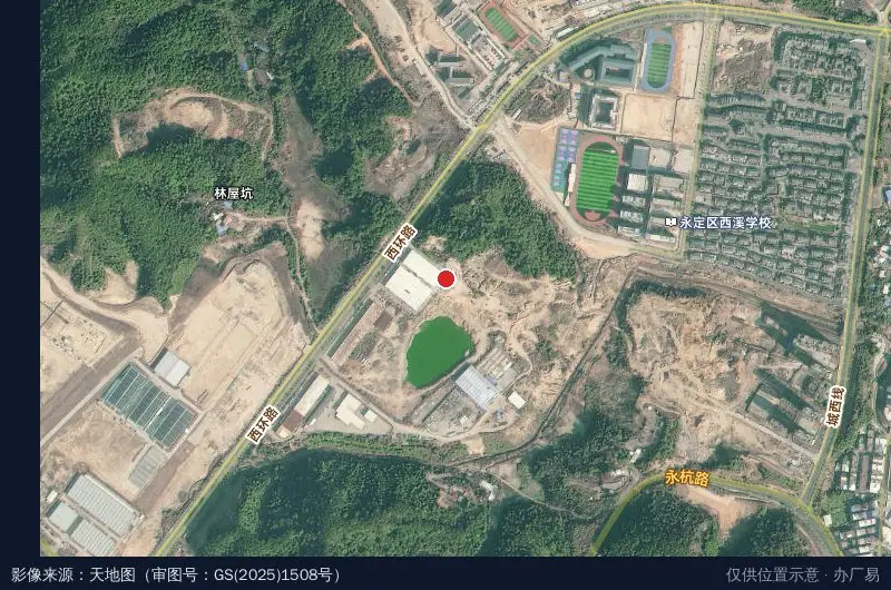 永定工业园南部园区卫星位置示意图