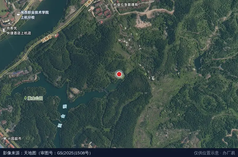 福建上杭工业园区卫星位置示意图