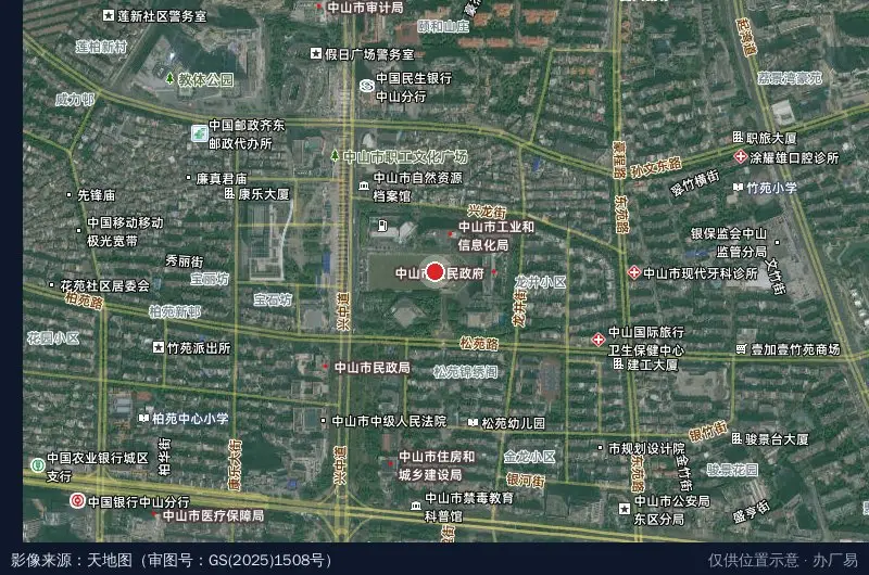 广东中山岐江新城经济开发区卫星位置示意图
