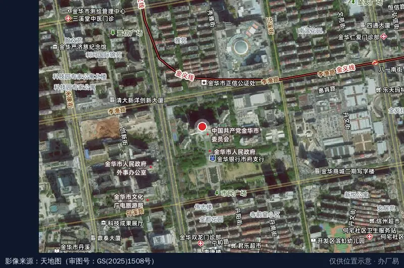 浙江婺城经济开发区卫星位置示意图