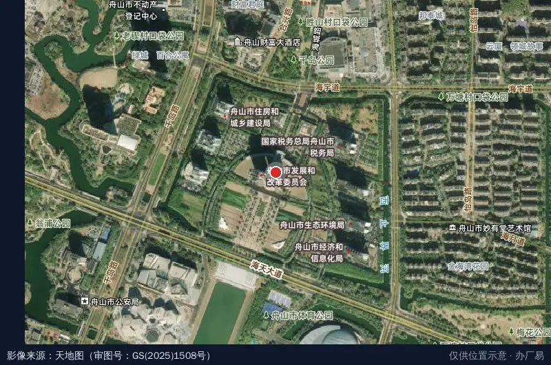 浙江舟山航空产业园卫星位置示意图