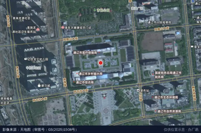 内蒙古通辽科尔沁工业园区卫星位置示意图
