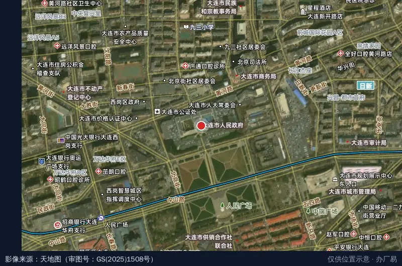 大连高新技术产业开发区卫星位置示意图